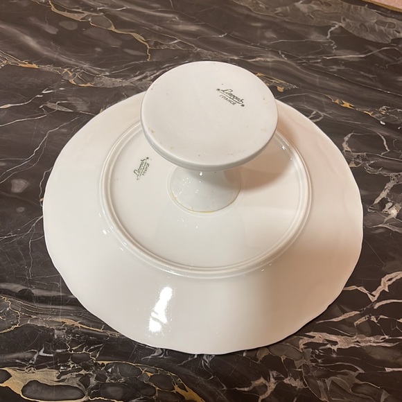 LIMOGES MADE IN FRANCE LIM429 PEDESTAL CAKE PLATE WITH 24K GOLD TRIM AND FLORALS - Picture 7 of 8